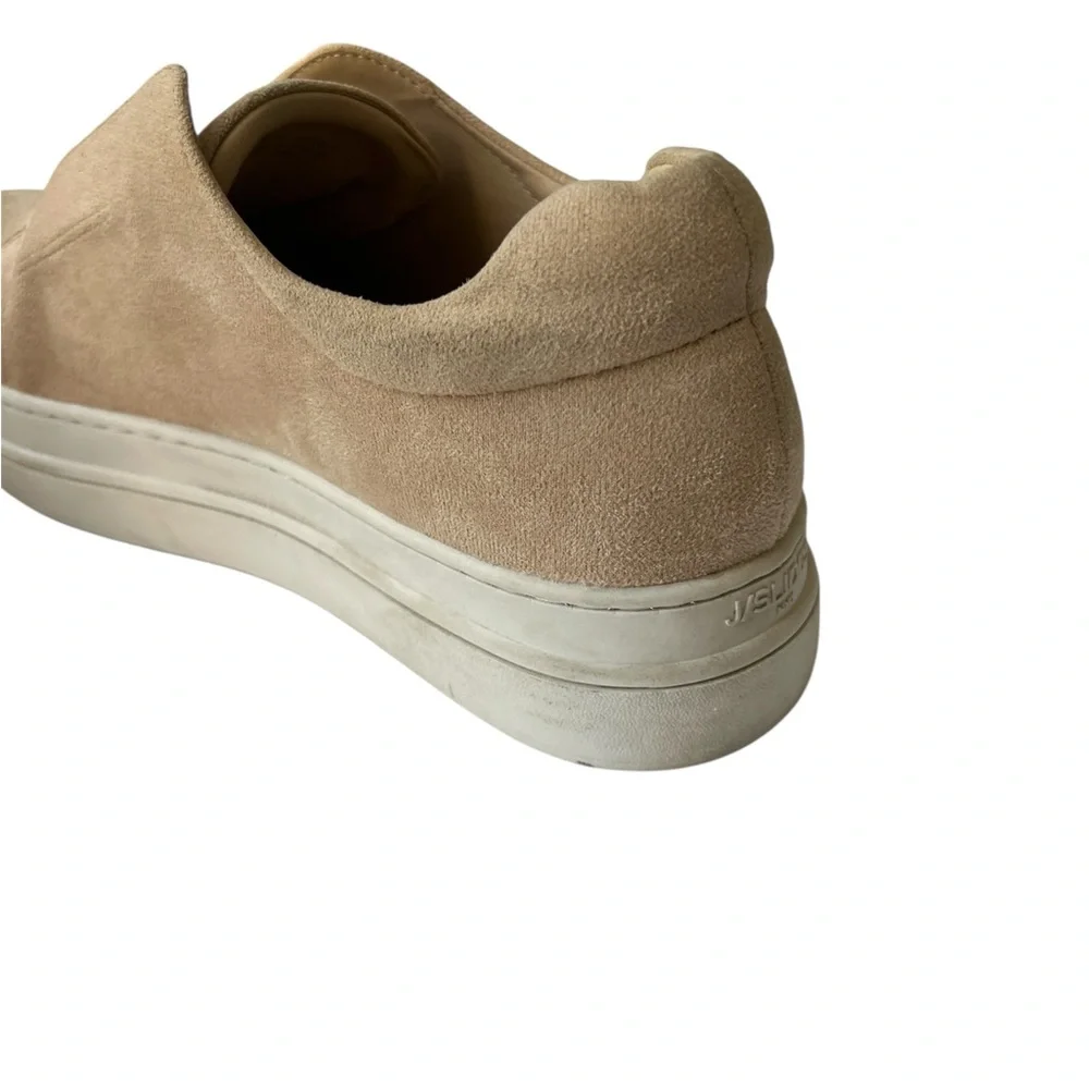 J Slides Alara Taupe Vegan Tan Beige Suede Slip-On Platform Sneaker 9 1/2M